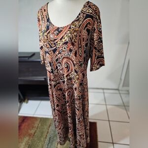 Ronni Nicole Paisley Print Maxi Dress, Short Sleeves, Sz XL